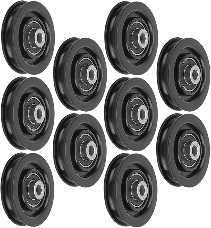Keenso 10 Pcs/Set 75mm/90mm Nylon Bearing Pulley Wheel Replacement Black for Cable Machine Gym Equipment Exercise Strength Training Accessory