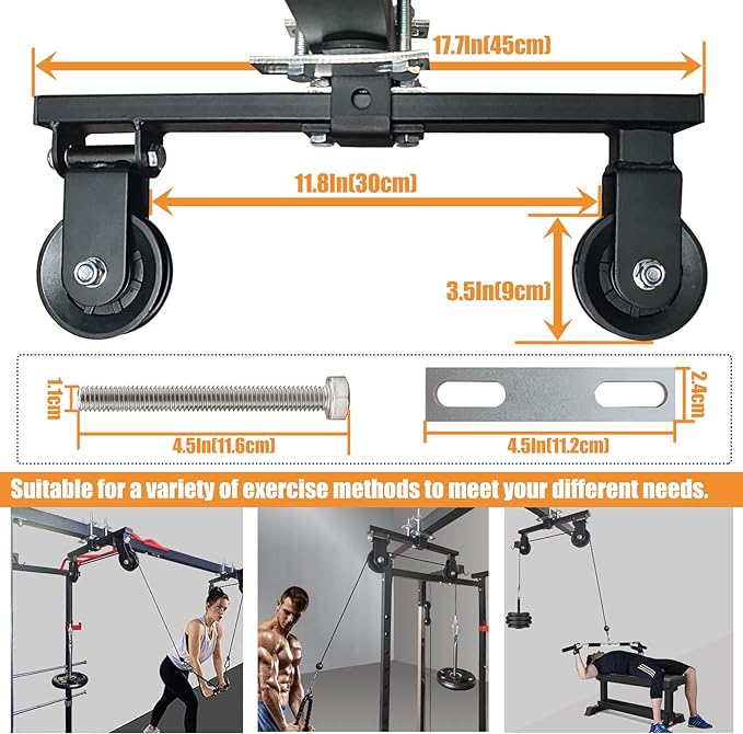 KORIKAHM Power Rack Pulley Attachment, LAT Pulldown Machine - Cable & Weight Dual Pulley System for Home Gym Strength Training, Power Racks