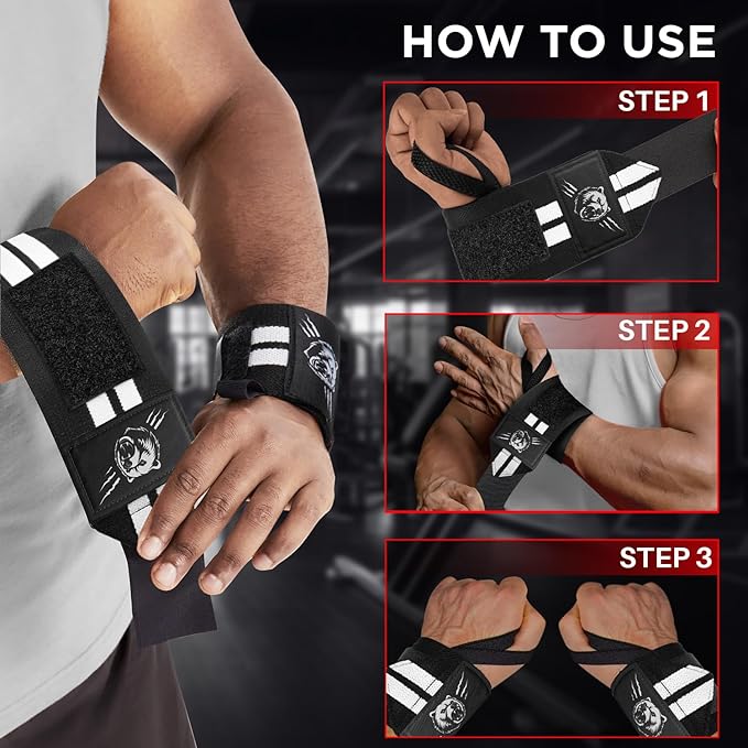 TECEUM Weightlifting 18" & 12" Wrist Wraps with Thumb Loop β Heavy Duty Wrist Workout Braces for Men and Women β Ideal for Powerlifting, Strength Training, Bodybuilding