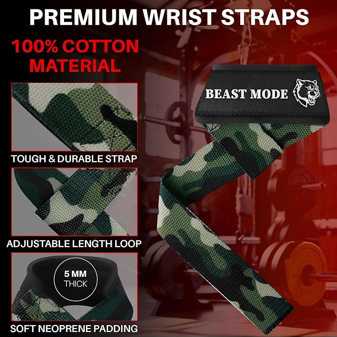 TECEUM Wrist Lifting Straps with Neoprene Padding Support β Heavy Duty Wrist Workout Straps For Men and Women β Ideal for Powerlifting, Strength Training, Bodybuilding