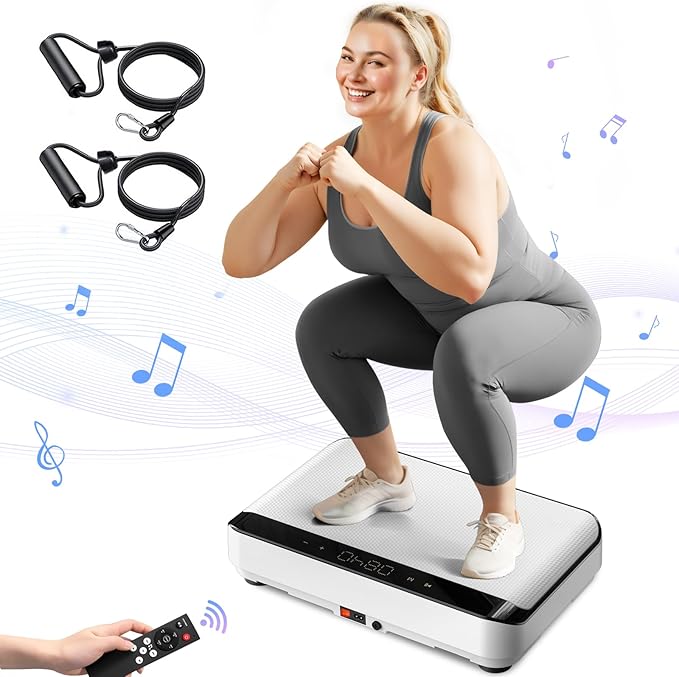 Vibration Plate Exercise Machine with Bluetooth for Lymphatic Drainage – 400lbs Capacity with 9 Preset Modes & 99 Speed Level, Home Gym Equipment for Whole Body Vibrating Workout, Weight Loss & Toning