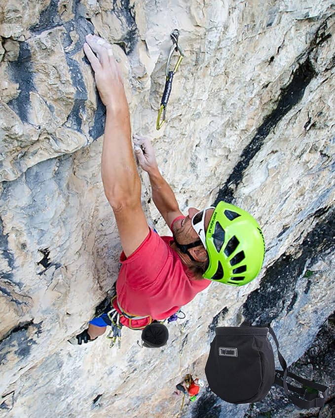 Rock Climbing Chalk Bag with Belt and Zipper Pocket for Fitness Gym Weight Lifting Hunting Bouldering Magnesium Sack