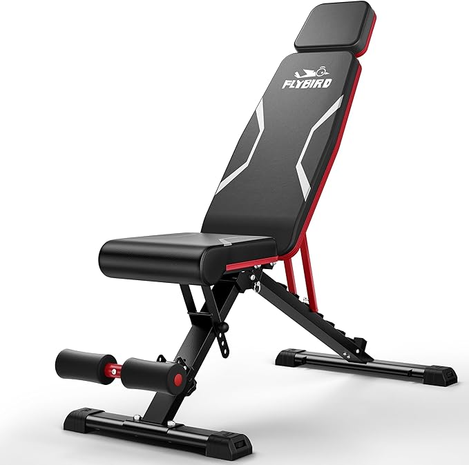 FLYBIRD Adjustable Weight Bench with Headrest 6'5'', 750LBS 750LBS Weight -FBHR24