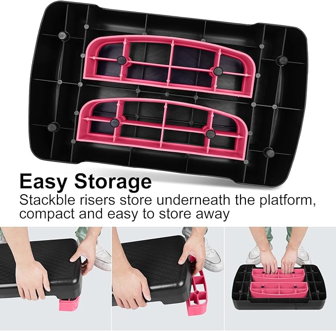 Height-Adjustable 4"-6" Step Aerobics Platform Fitness Equipment Stepper 2 Riser