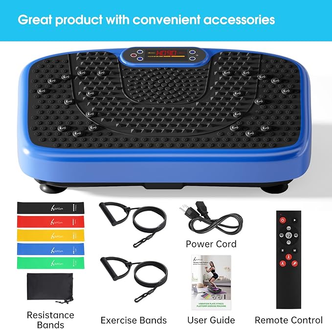 Vibration Plate Exercise Machine for Lymphatic Drainage,Softgym Power Vibrate Stand Shake Board 400 Lbs Capacity Whole Body Workout Waver with Fitness Resistance Bands Weight Loss Gifts for Women Men