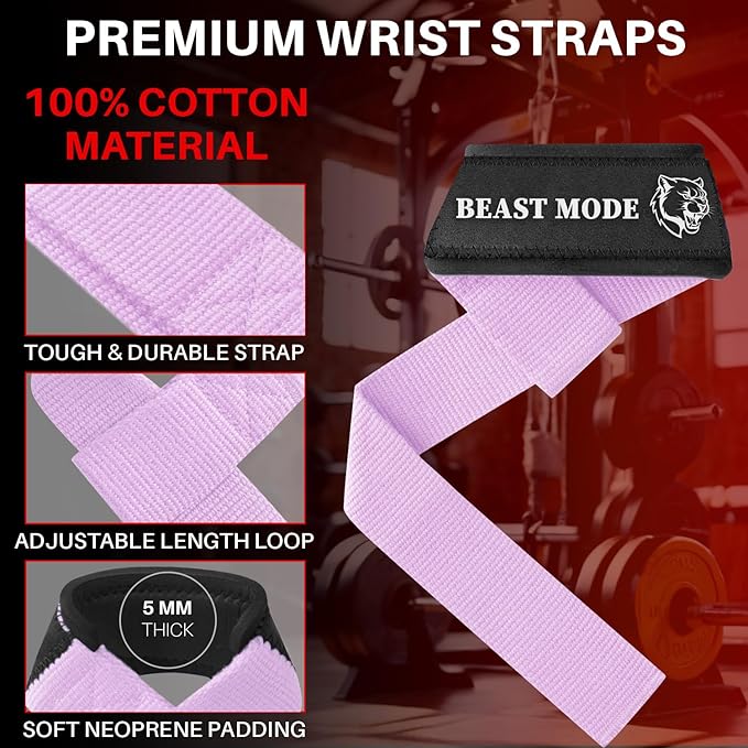 TECEUM Wrist Lifting Straps with Neoprene Padding Support β Heavy Duty Wrist Workout Straps For Men and Women β Ideal for Powerlifting, Strength Training, Bodybuilding