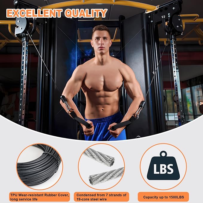 SERTT Replacement Cable for Pulley Cable Machine, Pulley Cable for DIY Home Gym, Wire Rope Length 32.8/65.6/98.4 Ft for Weight Lift Pulley System, Gym Steel Cable, Thick 5mm, TPU Coated