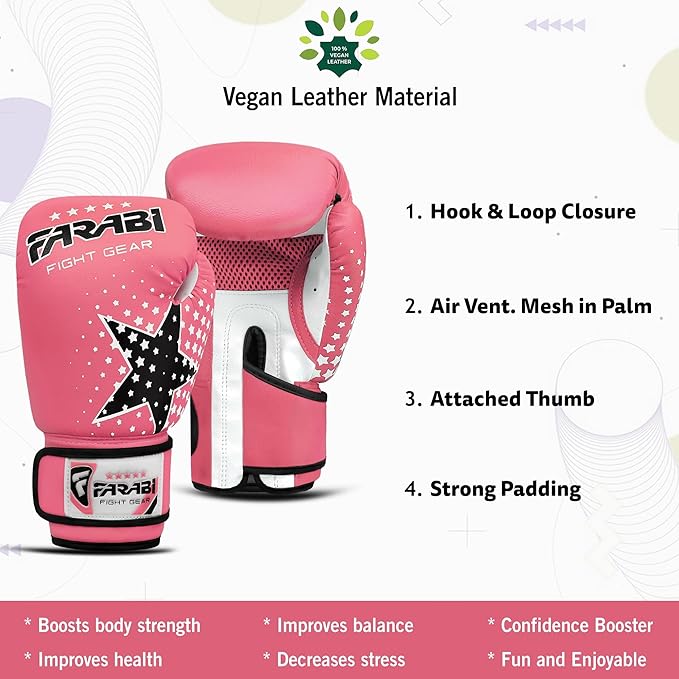 Farai Kids Boxing Gloves 6-oz Kickboxing Muay Thai Training MMA Sparring Gloves, Best Gloves for Training on Punching Bag, Focus Pads Practice