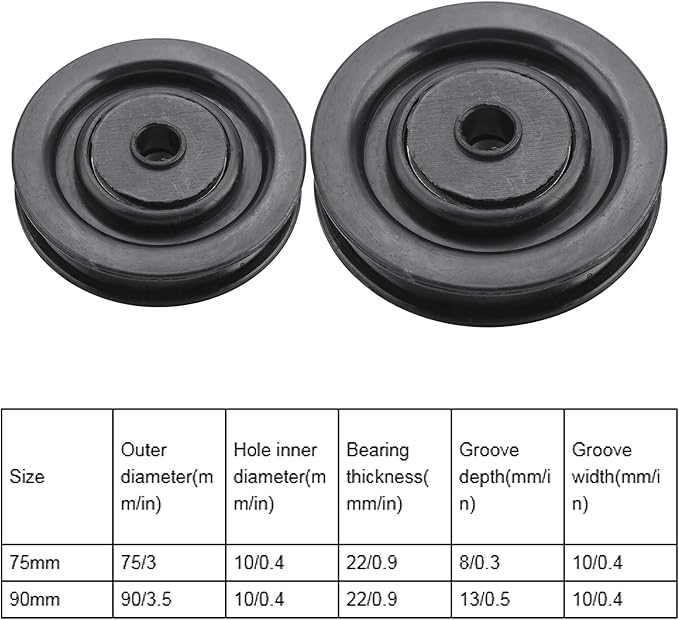 Keenso 10 Pcs 75mm/90mm Universal Nylon Bearing Pulley Wheel Fitness Hoisting Equipment for Cable Machine Gym Equipment