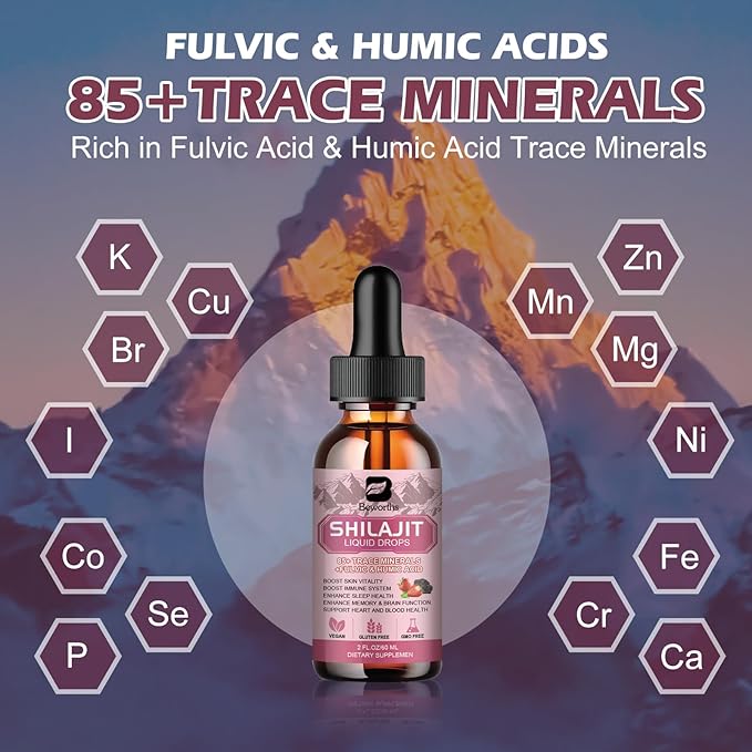 2Pack Shilajit Resin Liquid Drops | Pure Shilajit for Men Women with Ashwagandha, Turmeric, Ginseng, Chaga | 85+ Trace Minerals & Fulvic Acid Shilajit Complex | Boost Immunity & Energy - Non-GMO