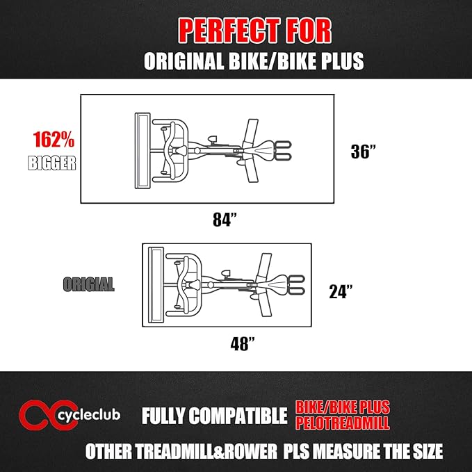 Bike Mat Compatible with Peloton Bike Elliptical Treadmill Mat 6mm Thick,