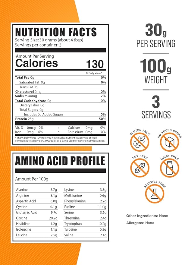 BulkSupplements.com Beef Protein Isolate Powder - Lactose Free Protein Powder, Beef Protein Powder - Unflavored & Gluten Free, 30g per Serving, 100g (3.5 oz) (Pack of 1)