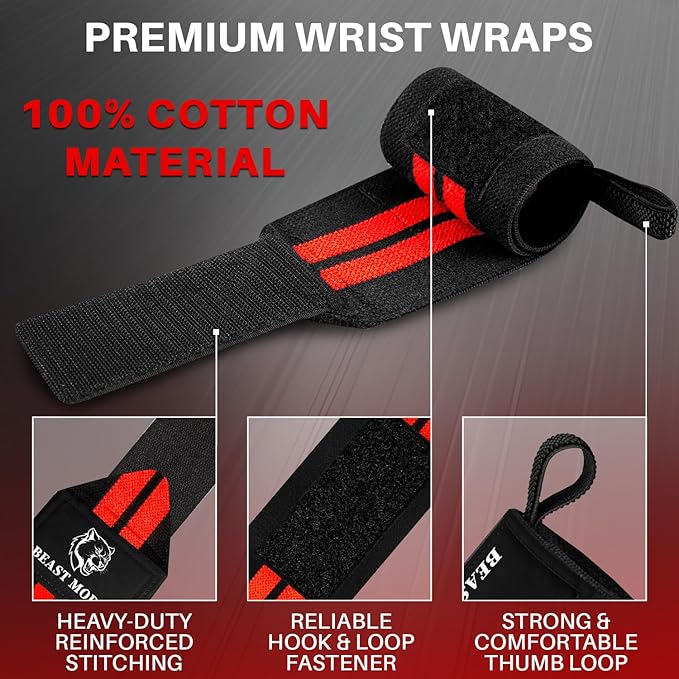 TECEUM Weightlifting 18" & 12" Wrist Wraps with Thumb Loop β Heavy Duty Wrist Workout Braces for Men and Women β Ideal for Powerlifting, Strength Training, Bodybuilding