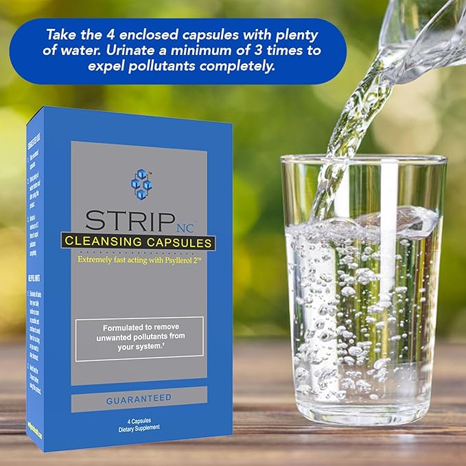 Wellgenix Strip NC Herbal Cleanse Detox Capsules - Extra Strength Cleansing - One Day Quick Flush - 4 Capsules (2 Pack)