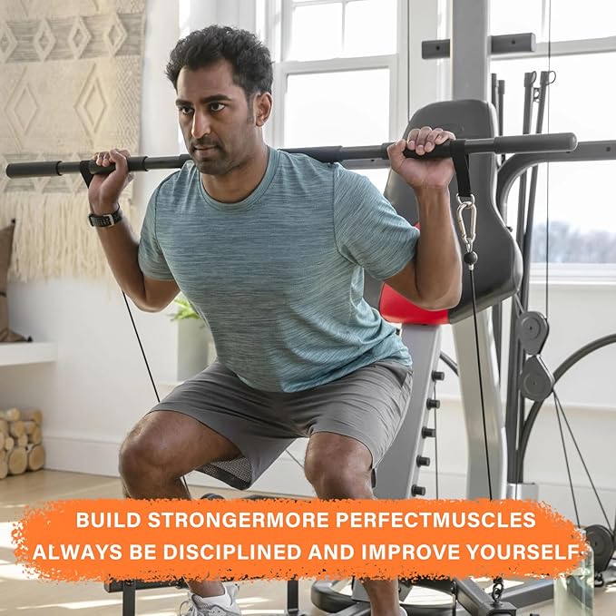 Bar Attachment Strap Compatible with Bowflex Home Gym Parts, Use for LAT, Squat and Bench Bars, Trains Upper Body: Shoulders, Back, Triceps, Biceps,Upper Body Strength Muscle Training