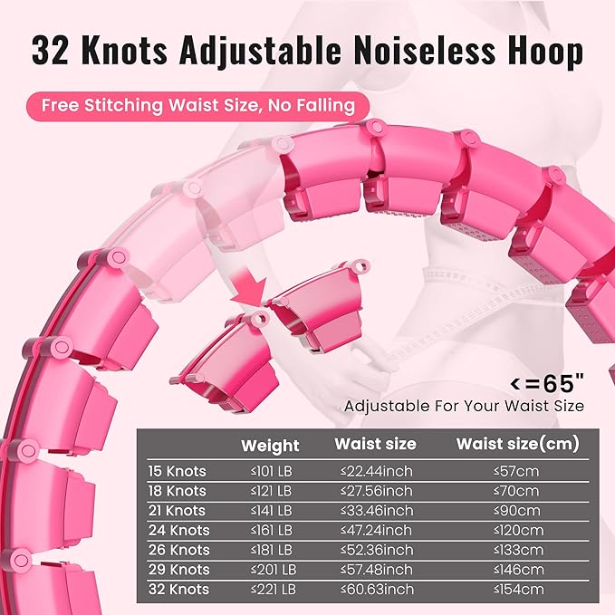 65inch 32 Knots Plus Size Quiet Weighted Hula 2 in 1 Waist