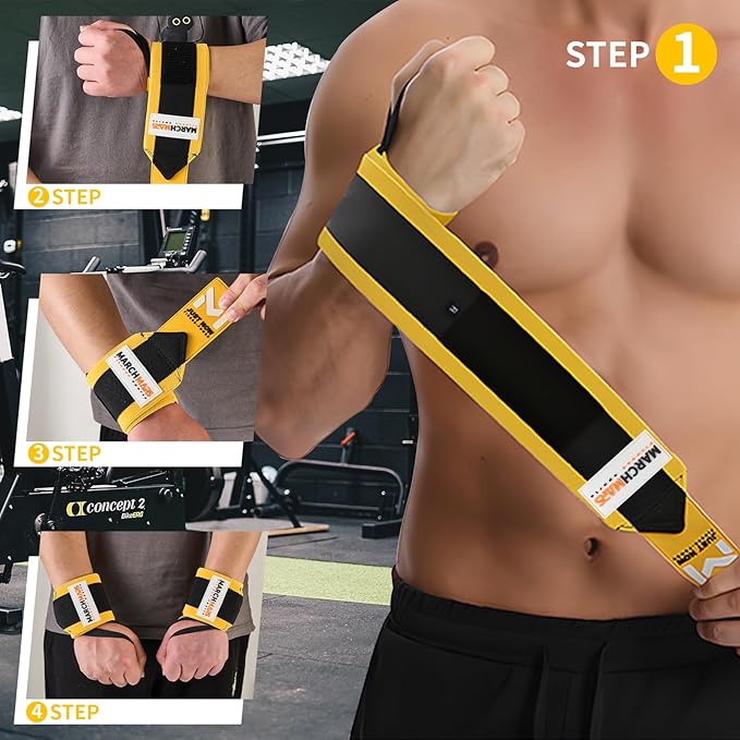 Wrist Wraps for Weightlifting - 24" Pro-Grade Wrist Straps for Weightlifting, Weight Lifting Wrist Wraps with L/R Tabs, Breathable Gym Wrist Wraps for Weight Training, Men and Women