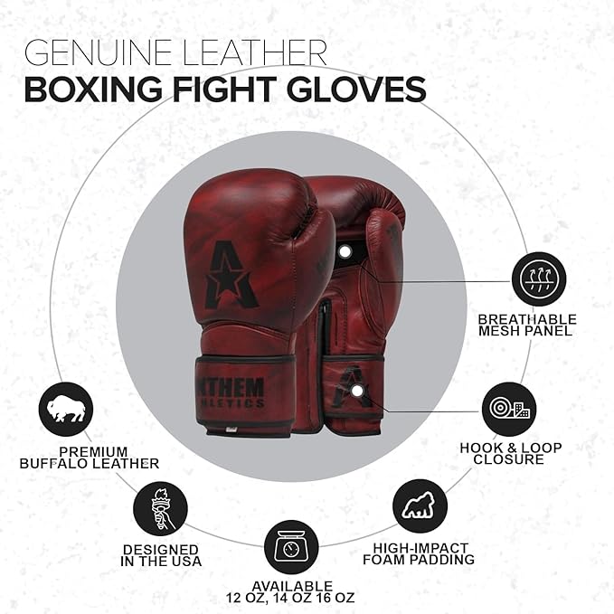 Anthem Athletics Stormbringer Full Grain Leather Boxing Gloves Men Women Muay Thai Gloves 12 oz 14 oz or 16 oz Boxing Gloves