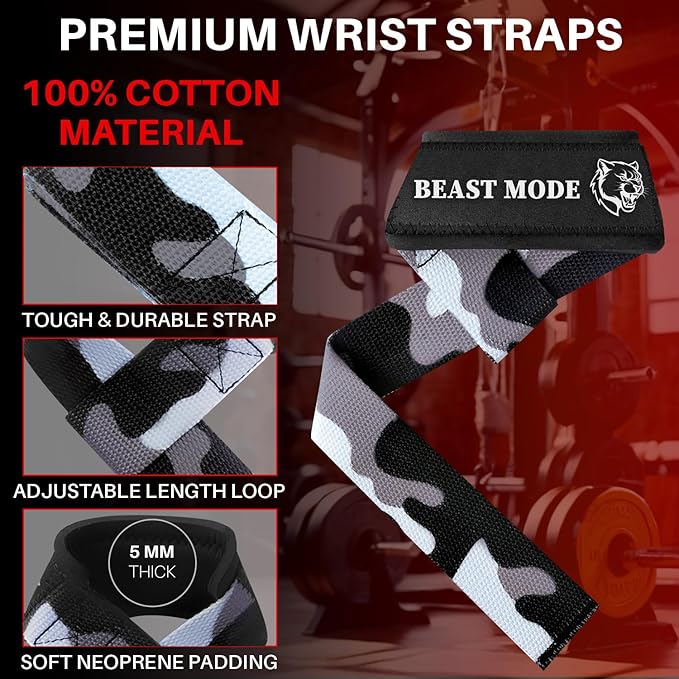 TECEUM Wrist Lifting Straps with Neoprene Padding Support β Heavy Duty Wrist Workout Straps For Men and Women β Ideal for Powerlifting, Strength Training, Bodybuilding