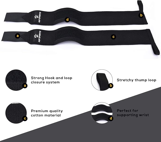 Wrist Wraps for Weightlifting - USPA & IPL Approved 18" Gym Wrist Support with Thumb Loop - Heavy Duty Lifting Wrist Straps for Fitness, Workout, Powerlifting, & Bodybuilding (Pair)