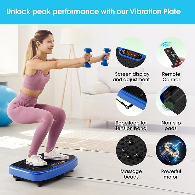 Vibration Plate Exercise Machine for Lymphatic Drainage,Softgym Power Vibrate Stand Shake Board 400 Lbs Capacity Whole Body Workout Waver with Fitness Resistance Bands Weight Loss Gifts for Women Men