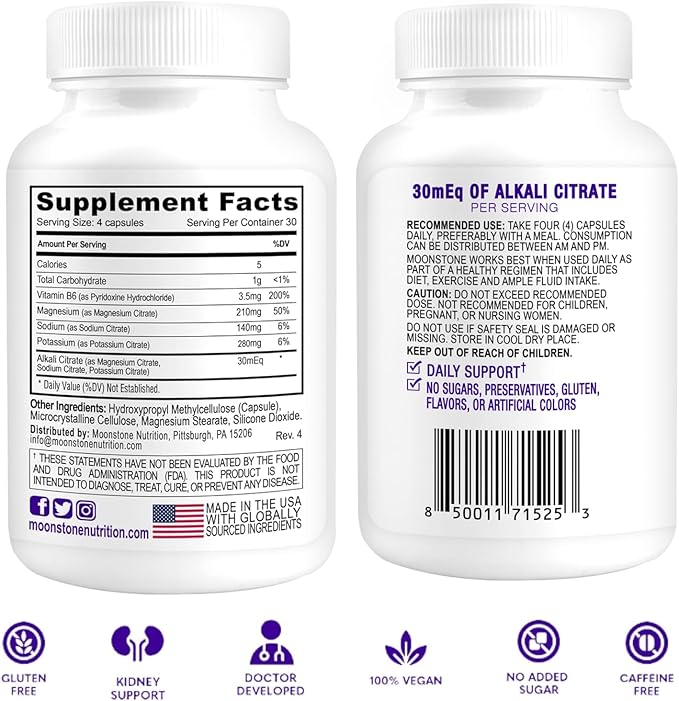 Stone Stopper Capsules, Kidney Stone Prevention, Calcium Oxalate Protector, Alkali Citrate Support Supplement, Developed by Urologists to Support Kidney Health, 6 Month Supply