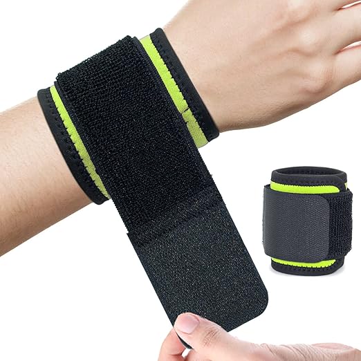 Wrist Brace, 2 PACK Wrist Wraps for Carpal Tunnel for Women/Men, Highly Elastic Wrist Compression Support for Yoga/Gym/Fitness/Sports/Pain Relief/Weightlifting, Adjustable Wrist Sweat Bands-Bean Green