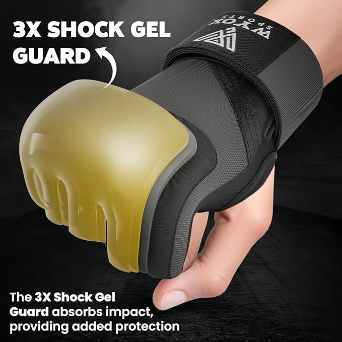 WYOX Gel Boxing Hand Wraps Inner Gloves for Men & Women, 80cm Quick Wrist Straps, Padded Knuckle Protection for Muay Thai Kickboxing, Hand Wraps for Boxing & Martial Arts