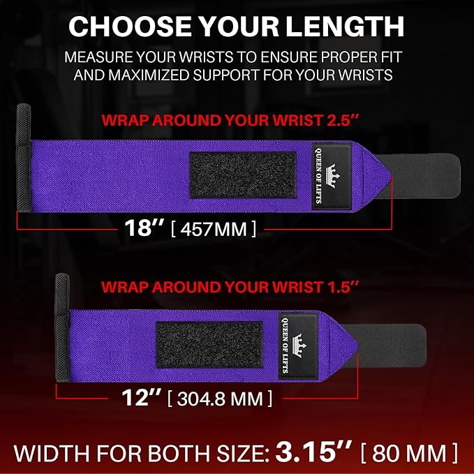 TECEUM Weightlifting 18" & 12" Wrist Wraps with Thumb Loop β Heavy Duty Wrist Workout Braces for Men and Women β Ideal for Powerlifting, Strength Training, Bodybuilding