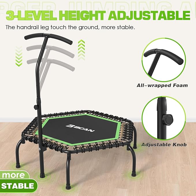 BCAN 450/550 LBS Foldable Mini Trampoline 40"/48"/50" Fitness