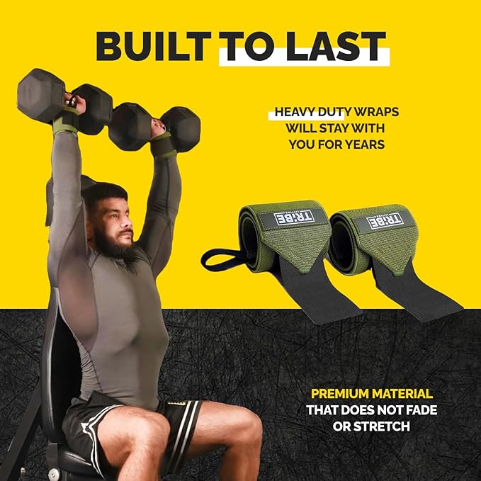 Weightlifting Wrist Wraps 18" Premium Quality Wrist Support with Heavy Duty Thumb Loop - Best Wrap for Powerlifting, Strength Training, Bodybuilding for Men & Women