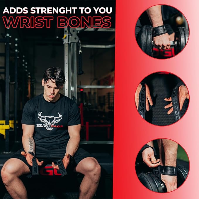 BEAST RAGE Lifting Straps for Weightlifting, Weight Lifting Straps Gym Power Workouts Lifting Wrist Straps Padded Cotton Men Women Support Lifters Deadlift Straps Hard Pull Exercise Straps