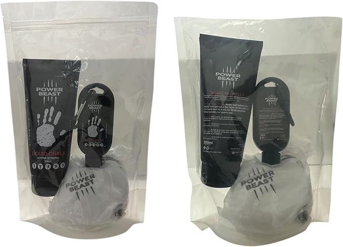 Power Beast Liquid Chalk Combo 200 + 50 ML + Chalk Ball 2.2 oz. Liquid Sports Chalk, Professional Hand Grip for Gym, Weightlifting, Rock Climbing, Gymnastics, Crossfit, Powerlifting, Pole Dance.
