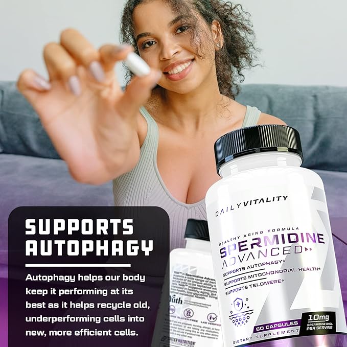 Cutler Nutrition Advanced High Absorption Spermidine Supplement 99% Standardized Spermidine Supplement for Men & Women for Enhanced Longevity Heart Health Telomere and Brain Support (60 Servings)