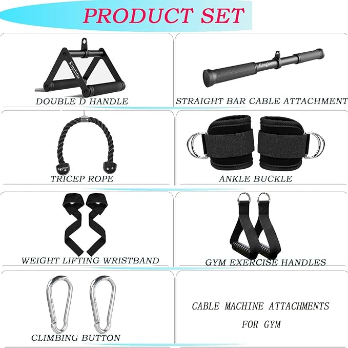 Kinglotus Cable Machine Attachments for Home Gym,Triceps Pull Down Accessories,LAT Pull Down Attachment。
