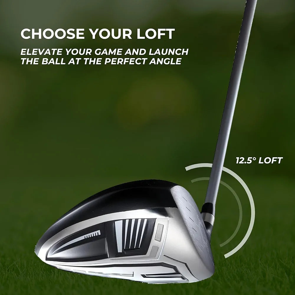 Speed Titanium Driver Golf Club, 10°, 11.5°, 12.5° Loft , Ultra Lightweight Graphite Shaft, Oversized Sweet Spot, Aerodynamic Design, USGA Conforming Mens Golf Driver + Deluxe Headcover