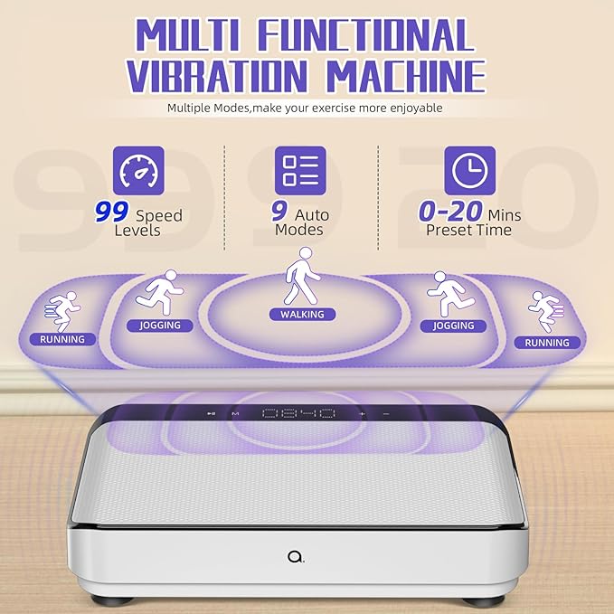 Vibration Plate Exercise Machine with Bluetooth for Lymphatic Drainage – 400lbs Capacity with 9 Preset Modes & 99 Speed Level, Home Gym Equipment for Whole Body Vibrating Workout, Weight Loss & Toning