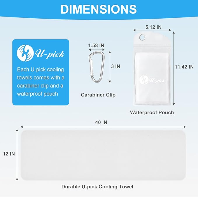 U-pick Cooling Towels Bulk 40"x12" (4 Packs)