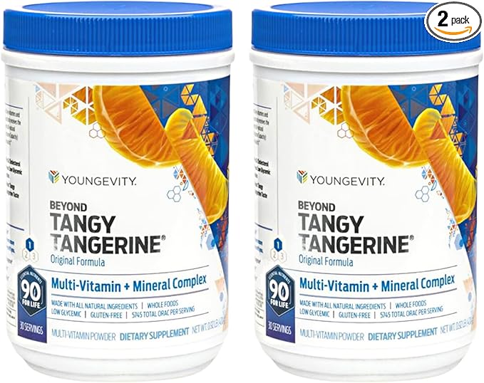 Youngevity Beyond Tangy Tangerine - Original Formula | Multi-Vitamin & Mineral Complex | Made With Natural & Whole Foods | 5,745 ORAC | Twin Pack