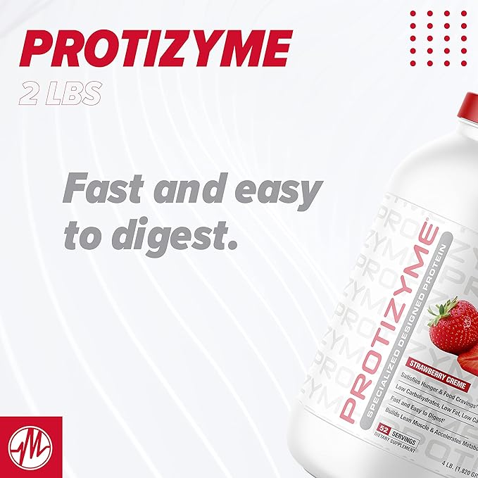 Metabolic Nutrition, Protizyme, 100% Whey Protein Powder, High Protein, Low Carb, Low Fat Whey Protein, Digestive Enzymes, 24 Essential Vitamins and Minerals, 4 Pound (52 ser)