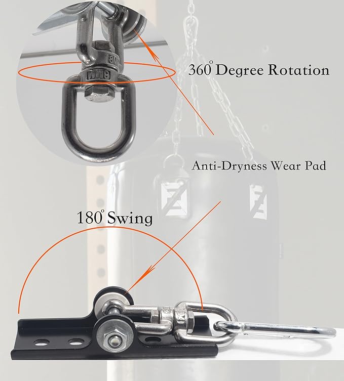 Upgraded 360° Swivel Heavy Bag Mount for Punching Bag Hanger. Heavy Bag Hanger for Yoga, Gym, Swing Chairs, and Hammocks Heavy Bag Mount. Punching Bag Hanger, Box Bag Hanger for Hanging Heavy Bag.