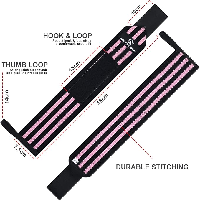 Wrist Wraps for Weightlifting - USPA & IPL Approved 18" Gym Wrist Support with Thumb Loop - Heavy Duty Lifting Wrist Straps for Fitness, Workout, Powerlifting, & Bodybuilding (Pair)