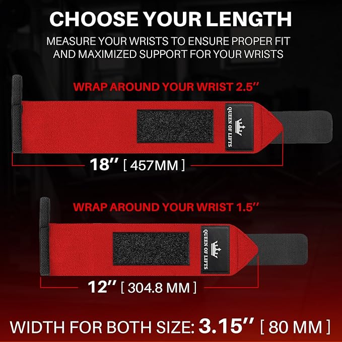 TECEUM Weightlifting 18" & 12" Wrist Wraps with Thumb Loop β Heavy Duty Wrist Workout Braces for Men and Women β Ideal for Powerlifting, Strength Training, Bodybuilding