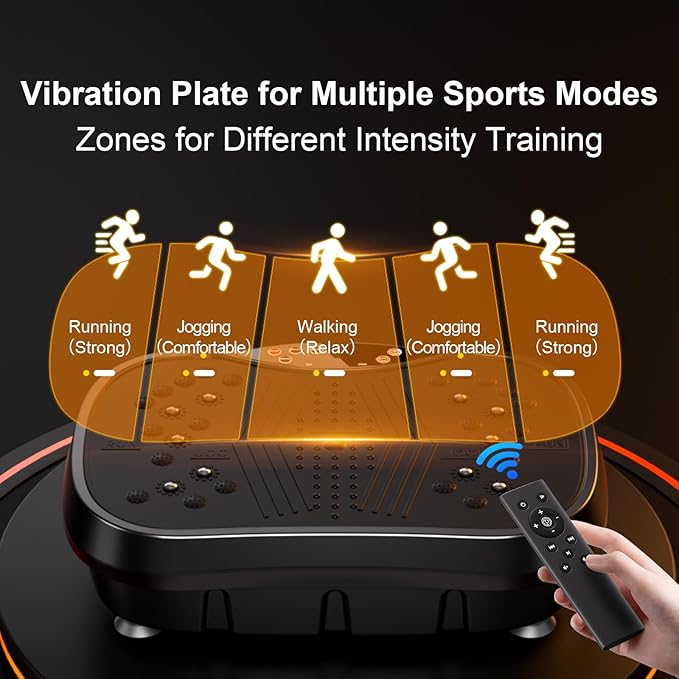 Vibration Plate Exercise Machine - Whole Body Workout Vibration Platform Machine for Lymphatic Drainage, Home Fitness & Weight Loss w/Pilates Bar + Resistance Bands + Remote