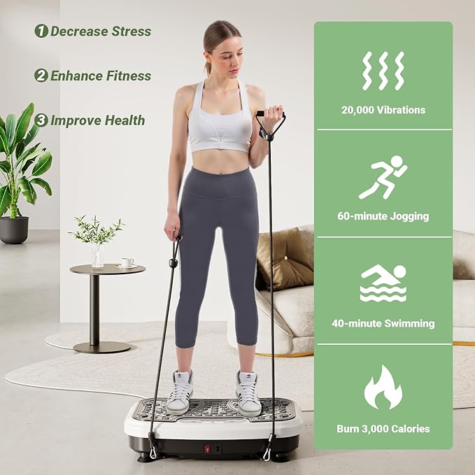 Whole Body Vibration Plate Exercise Machine Vibrating Plate Shaking with Weight 330lbs, Shake Plate Exercise Machine Power Plate Vibration Platform for Fitness Equipment Workout