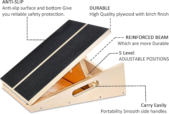 Professional Slant Board, Adjustable Incline Board and Calf Stretcher, Slant Board for Calf Stretching, Calf Stretch Board
