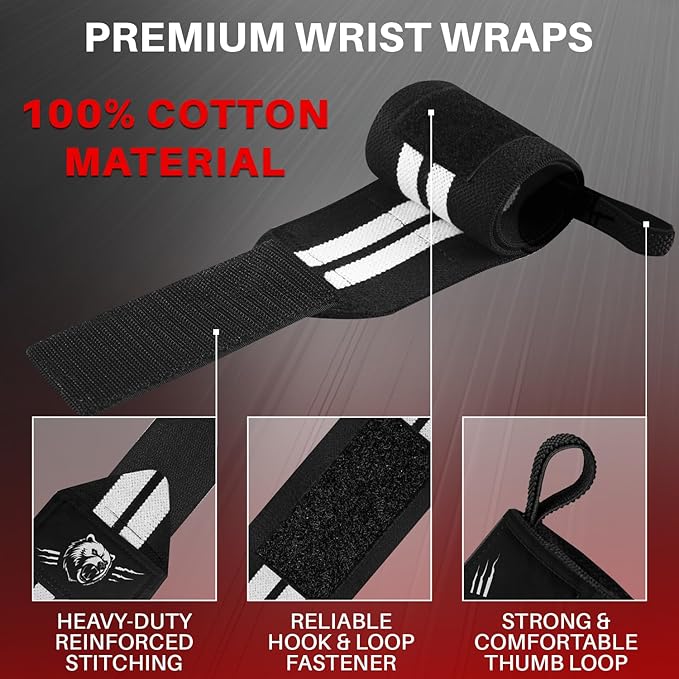 TECEUM Weightlifting 18" & 12" Wrist Wraps with Thumb Loop β Heavy Duty Wrist Workout Braces for Men and Women β Ideal for Powerlifting, Strength Training, Bodybuilding