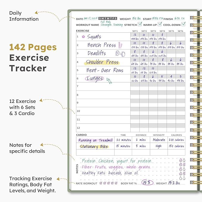 Fitness Workout Journal for Women & Men A5(5.5" x 8.2") Workout