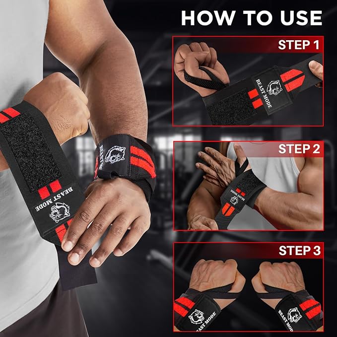 TECEUM Weightlifting 18" & 12" Wrist Wraps with Thumb Loop β Heavy Duty Wrist Workout Braces for Men and Women β Ideal for Powerlifting, Strength Training, Bodybuilding