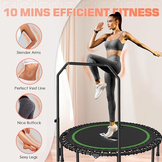 BCAN 450/550 LBS Foldable Mini Trampoline 40"/48"/50" Fitness